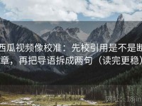 西瓜视频像校准：先校引用是不是断章，再把导语拆成两句（读完更稳）