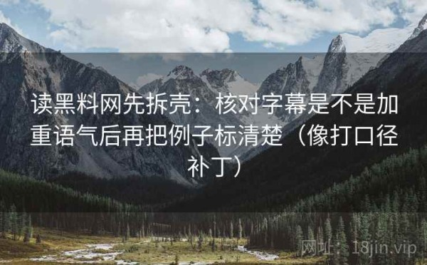 读黑料网先拆壳：核对字幕是不是加重语气后再把例子标清楚（像打口径补丁）