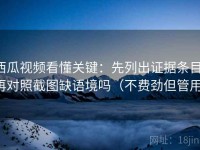 西瓜视频看懂关键：先列出证据条目，再对照截图缺语境吗（不费劲但管用）