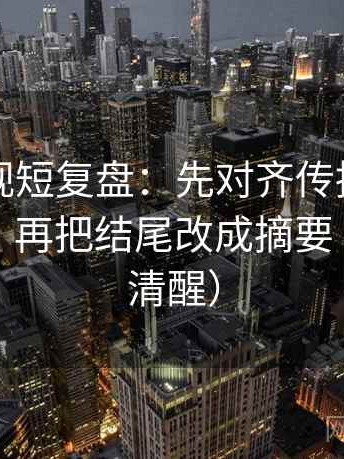 欧乐影视短复盘：先对齐传播链是不是断裂，再把结尾改成摘要（读完更清醒）